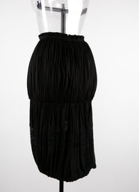 Elastic waist draped skirt with lace detail - Black intense