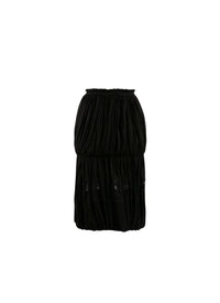 Draped skirt with elastic waist and lace detail - Black
