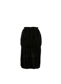 Elastic waist draped skirt with lace detail - Black intense