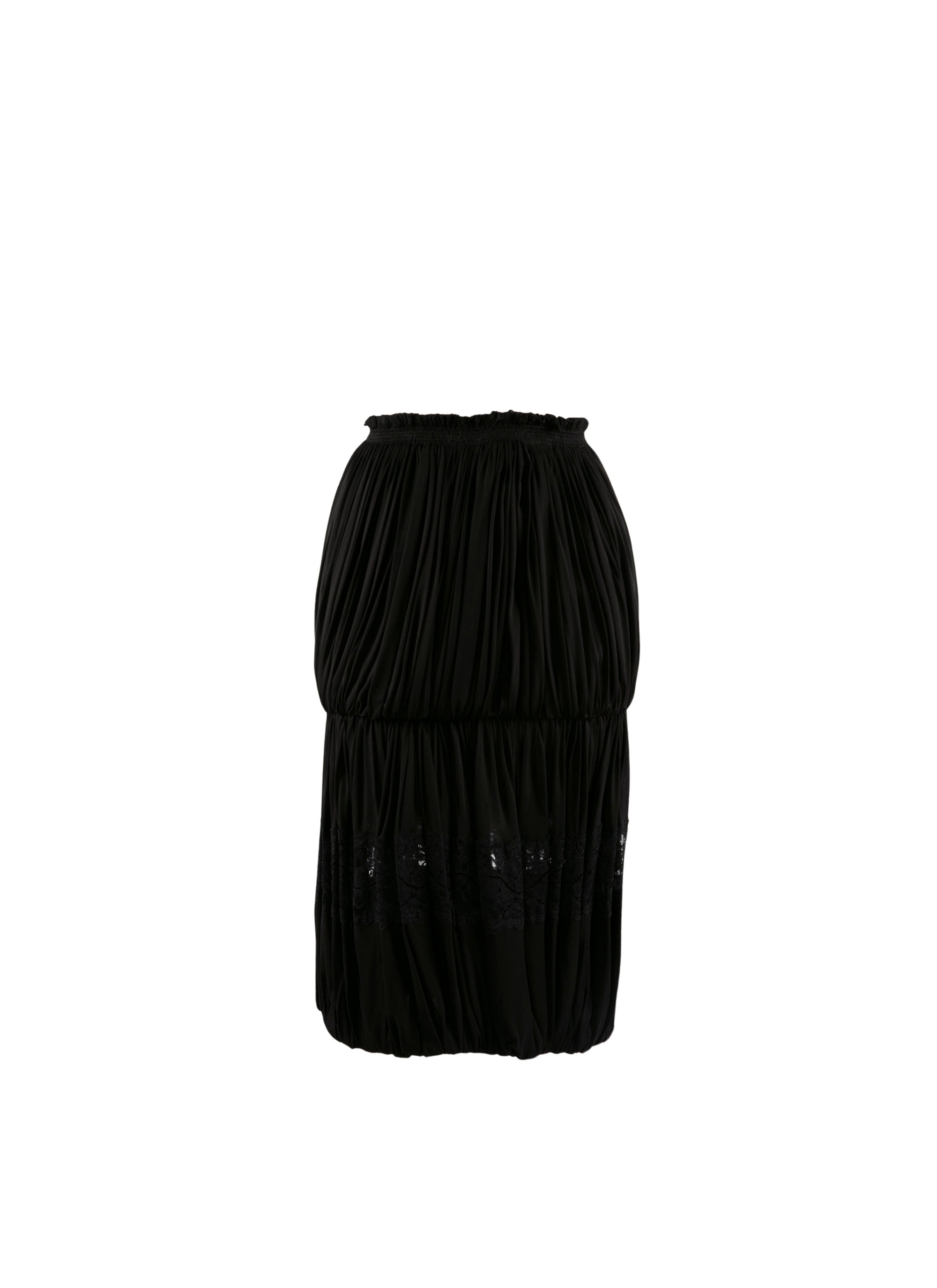 Elastic waist draped skirt with lace detail - Black intense