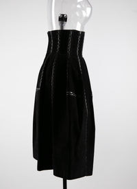 High leather skirt - Black intense