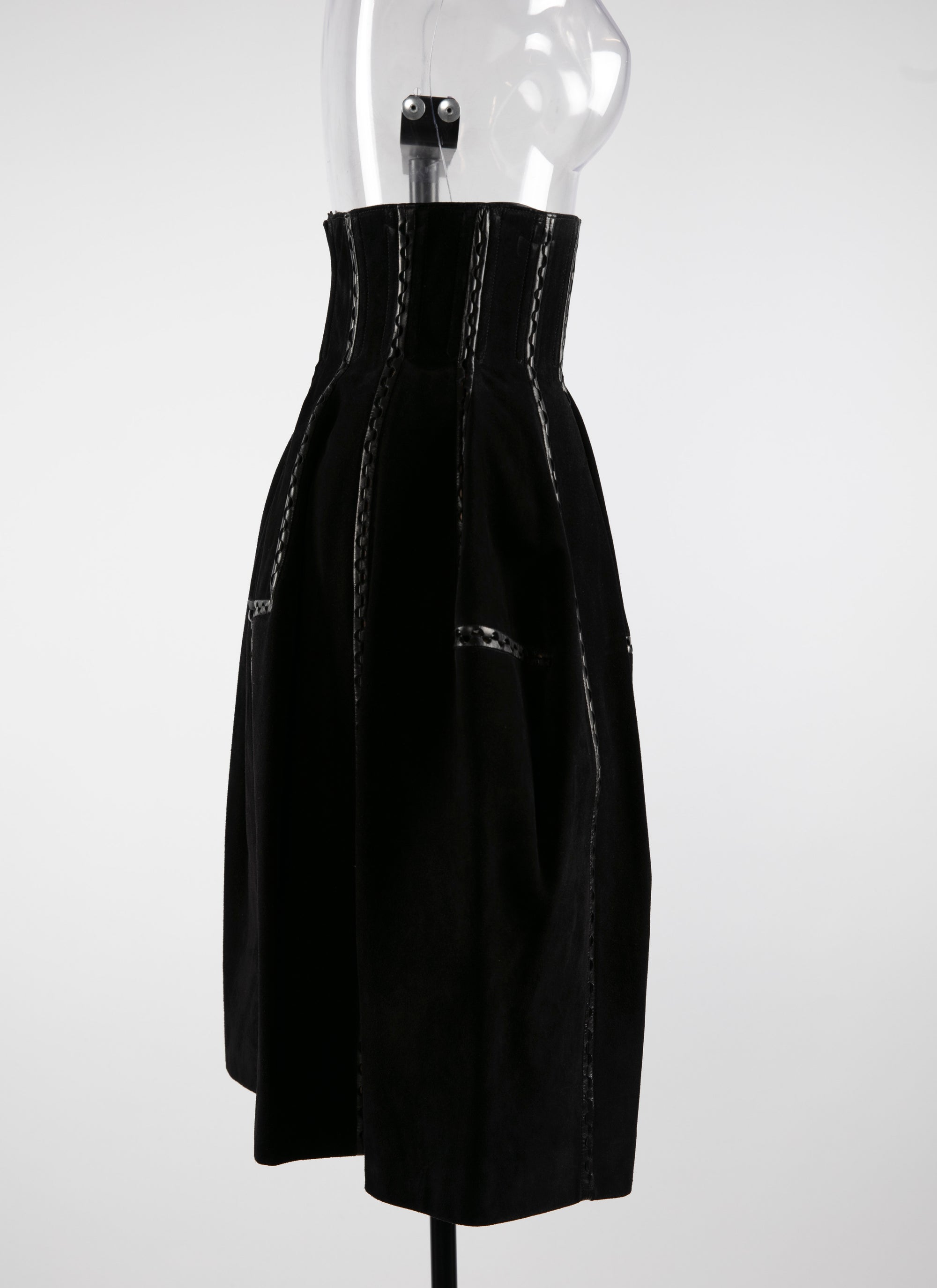 High leather skirt - Black intense