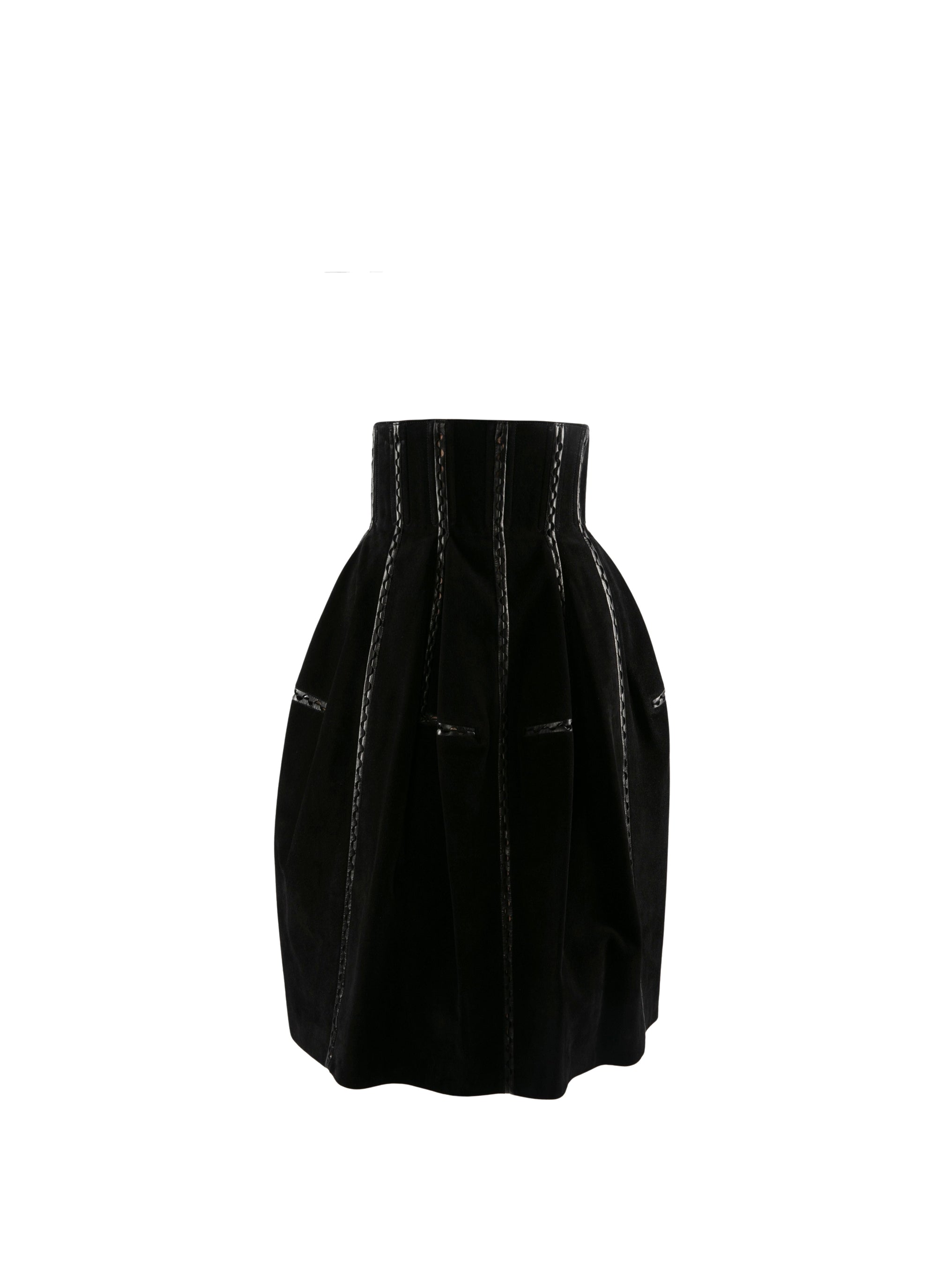 High leather skirt - Black intense