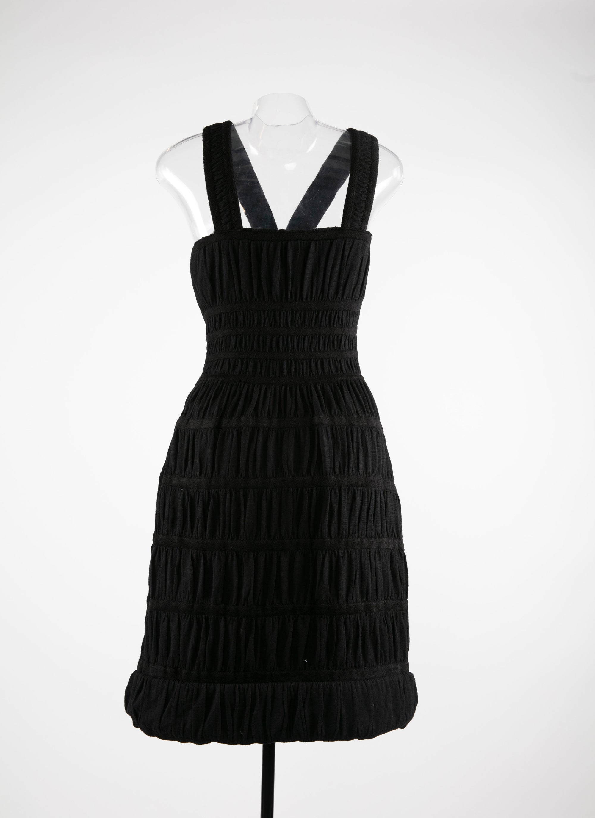 Robe bretelles milieu en laine - Noir