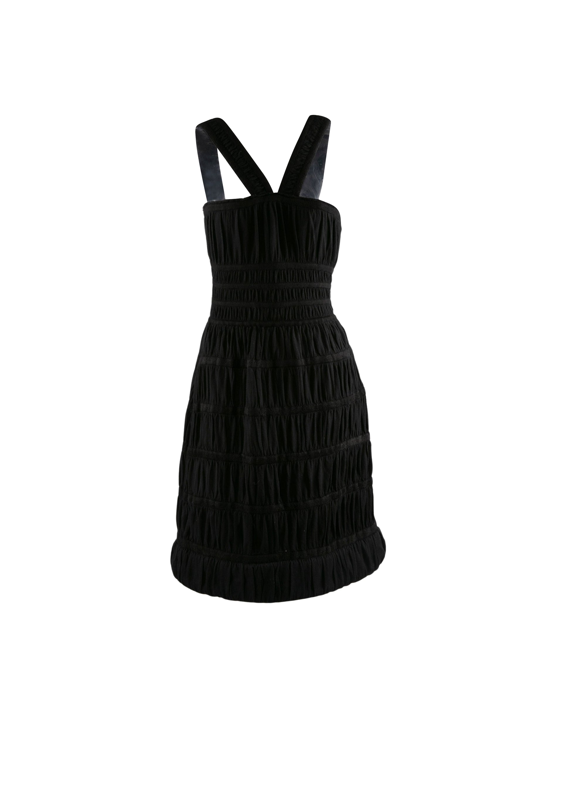 Robe bretelles milieu en laine - Noir