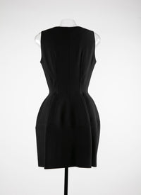 Robe zip devant en laine - Noir