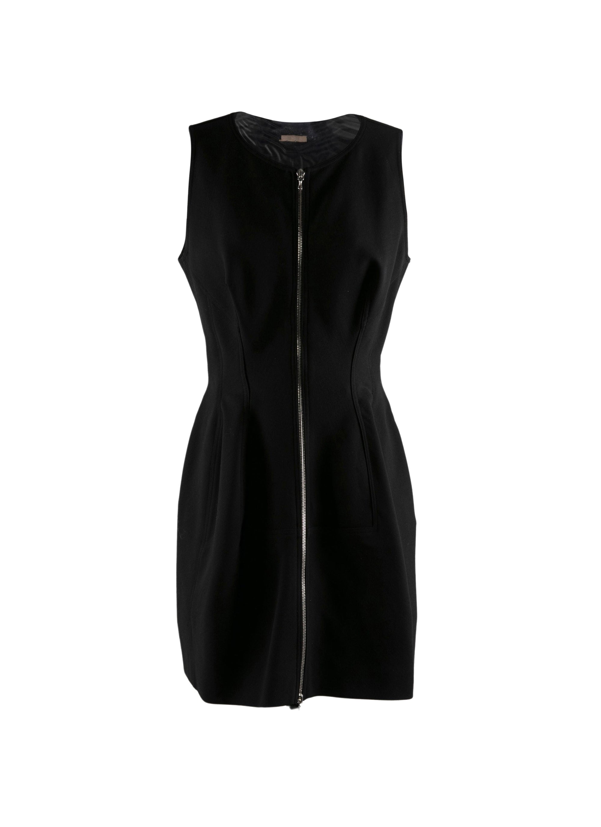 Robe zip devant en laine - Noir