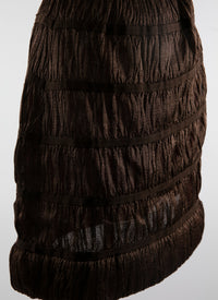 Robe bustier midi froncée - Chocolat