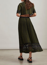 Long skirt with lynx motif - Flesh & Black