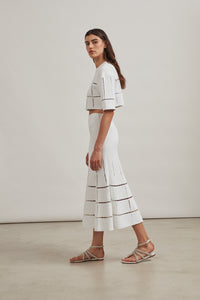 Knit and raffia jumper - White