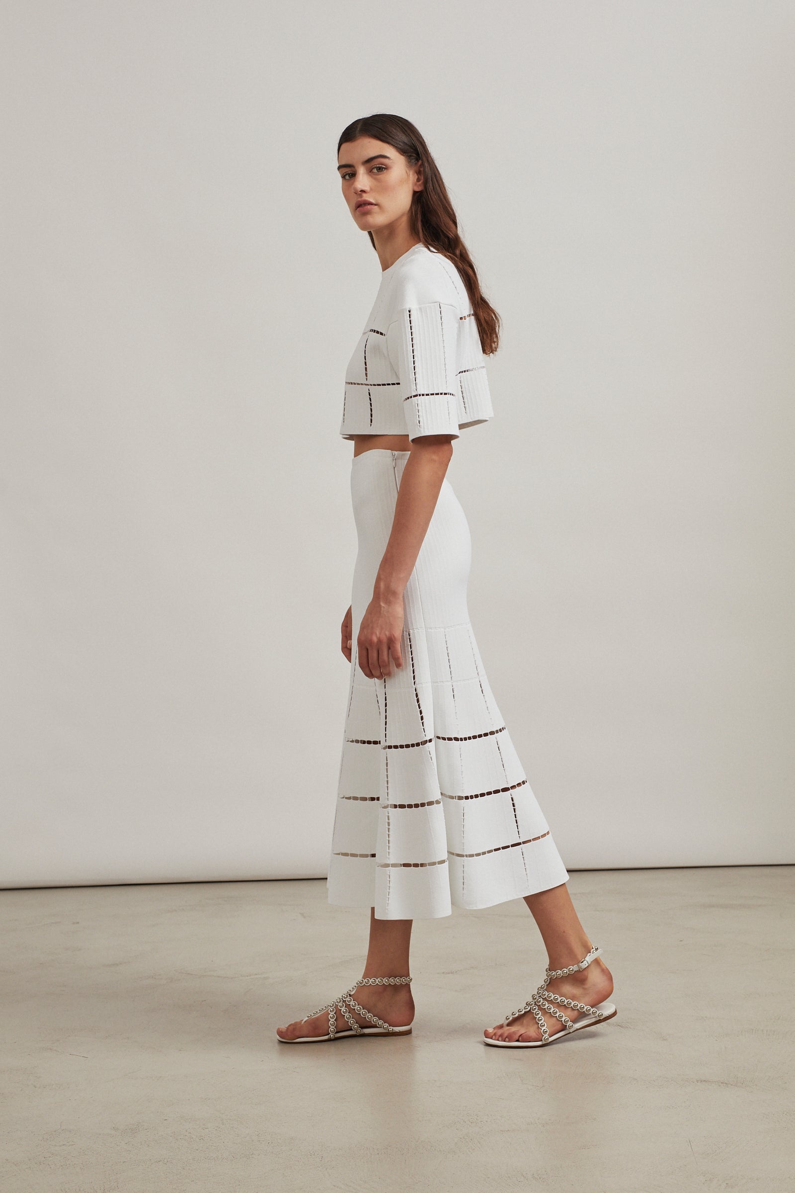 Knit and raffia jumper - White