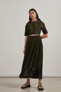 Long skirt with lynx motif - Flesh & Black