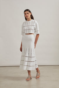 Knit and raffia jumper - White
