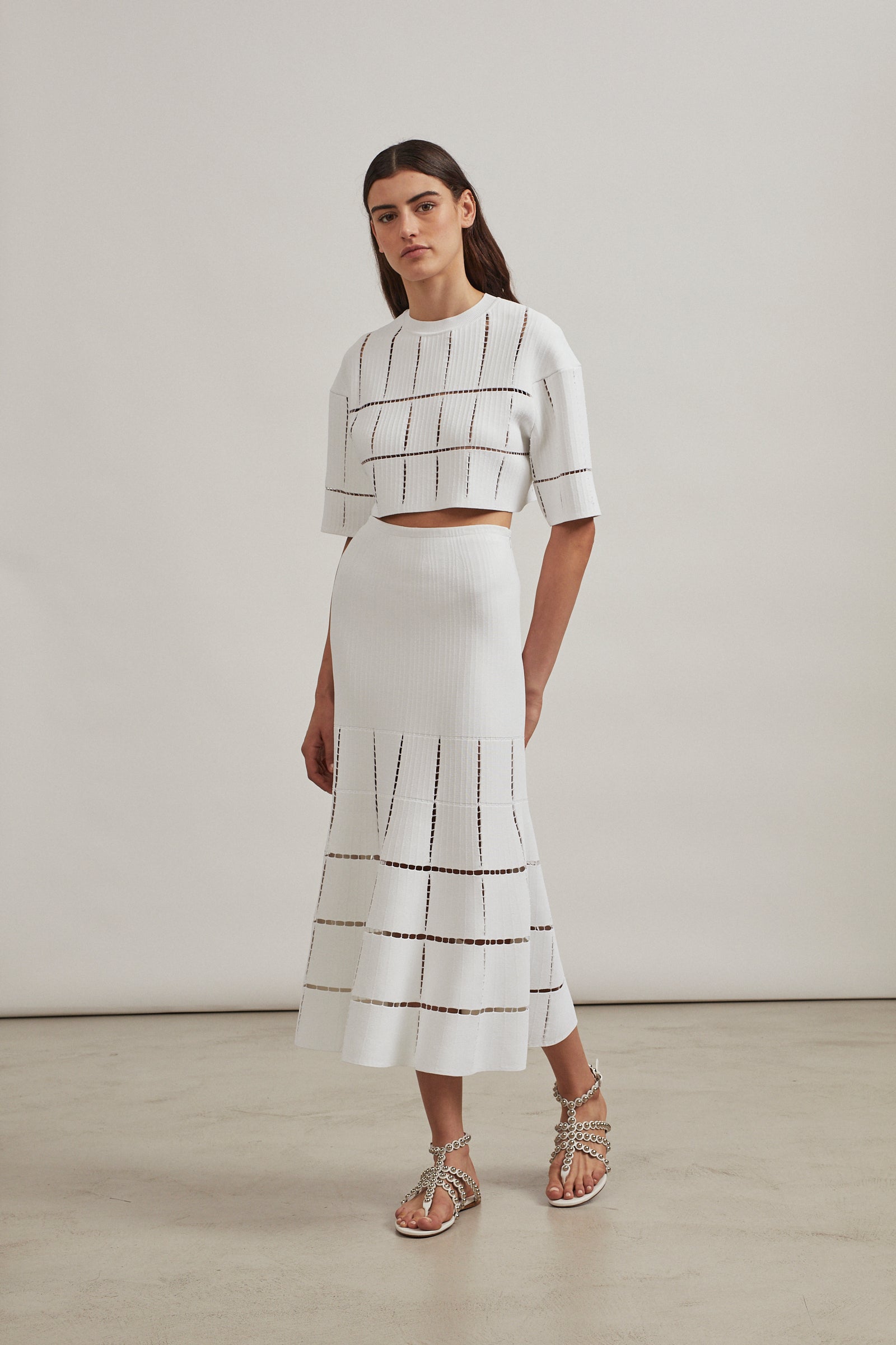Knit and raffia jumper - White