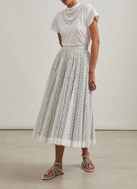T-shirt à plastron ajouré - Blanc