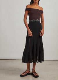Long lace skirt - Black intense