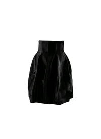 Jupe taille haute en cuir - Noir