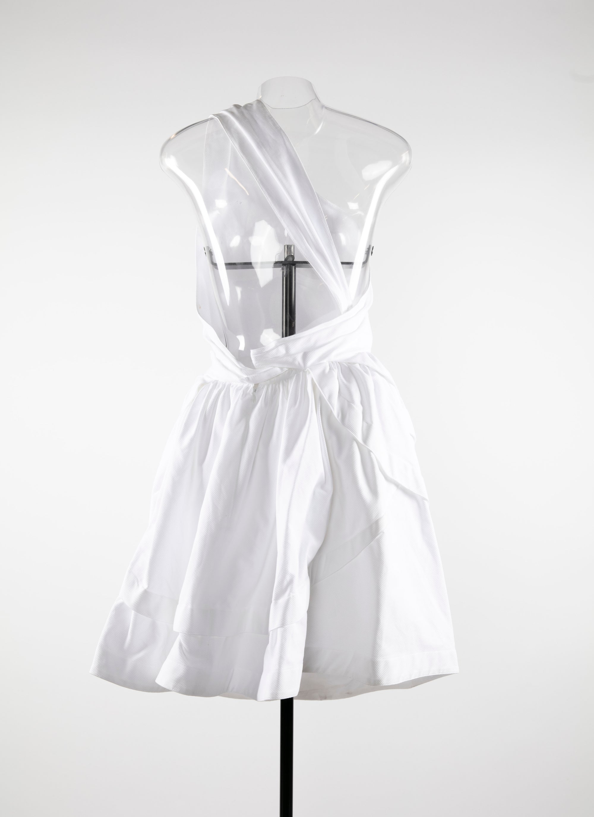 Asymmetric dress with cinched waist - Intense White