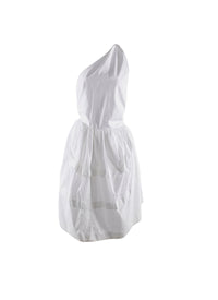 Robe asymétrique cintrée à la taille - Blanc optique