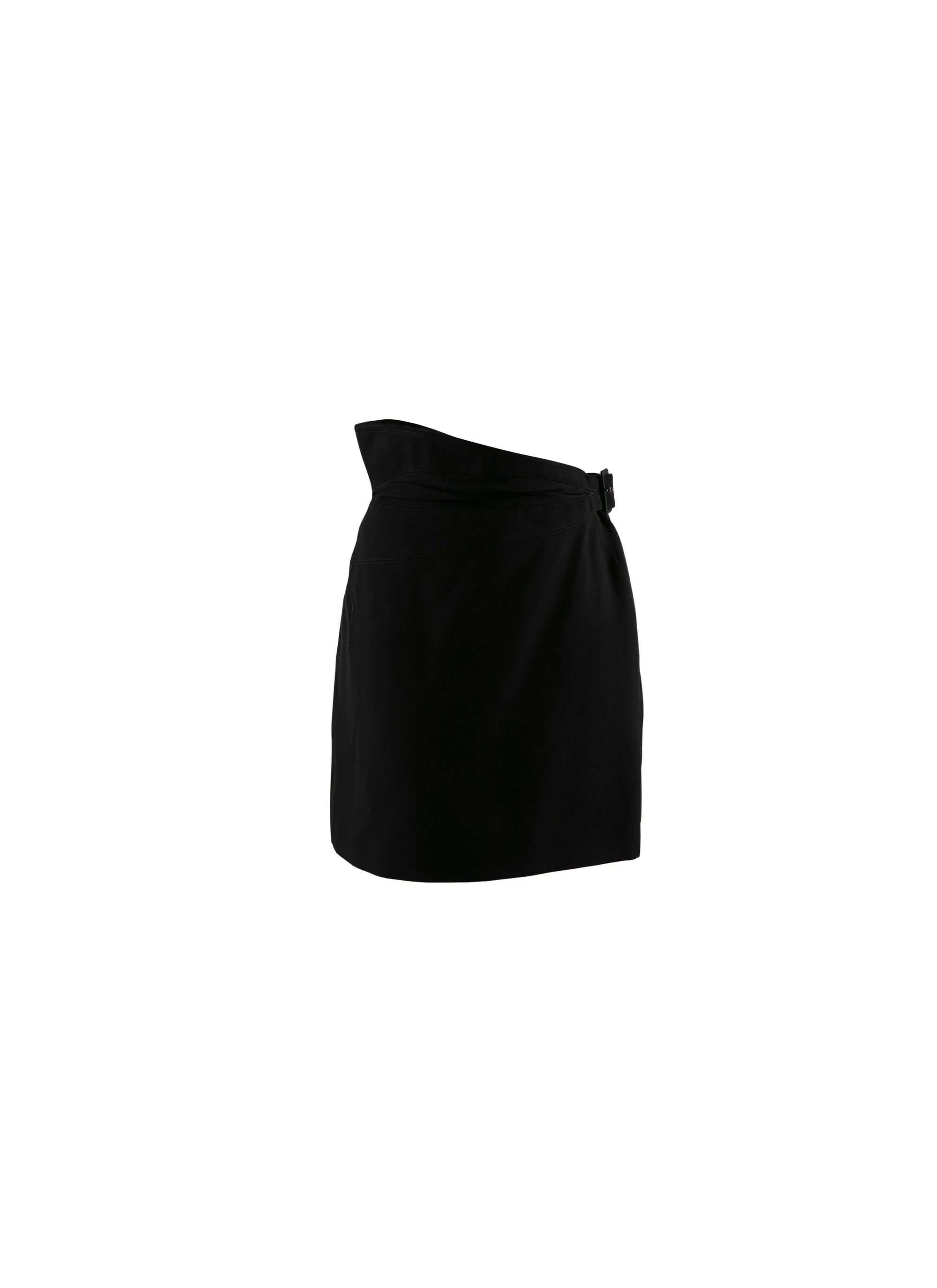 Jupe drapée en laine - Noir intense