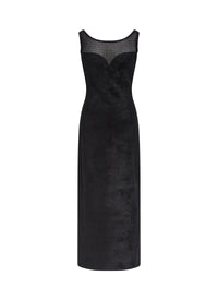 Robe sans manches droite en laine mélangée - Noir