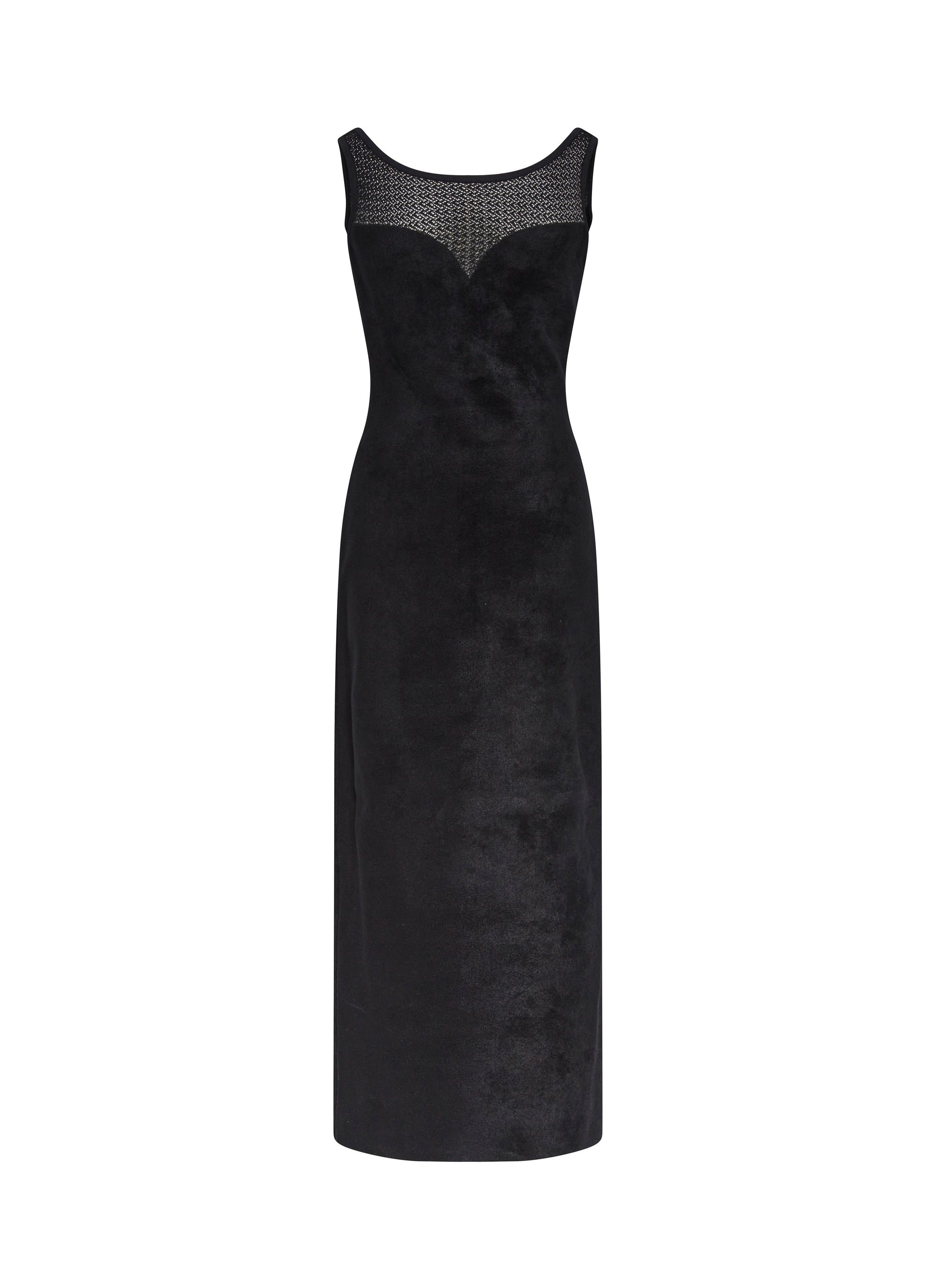 Robe sans manches droite en laine mélangée - Noir