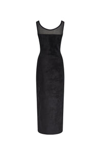 Robe sans manches droite en laine mélangée - Noir