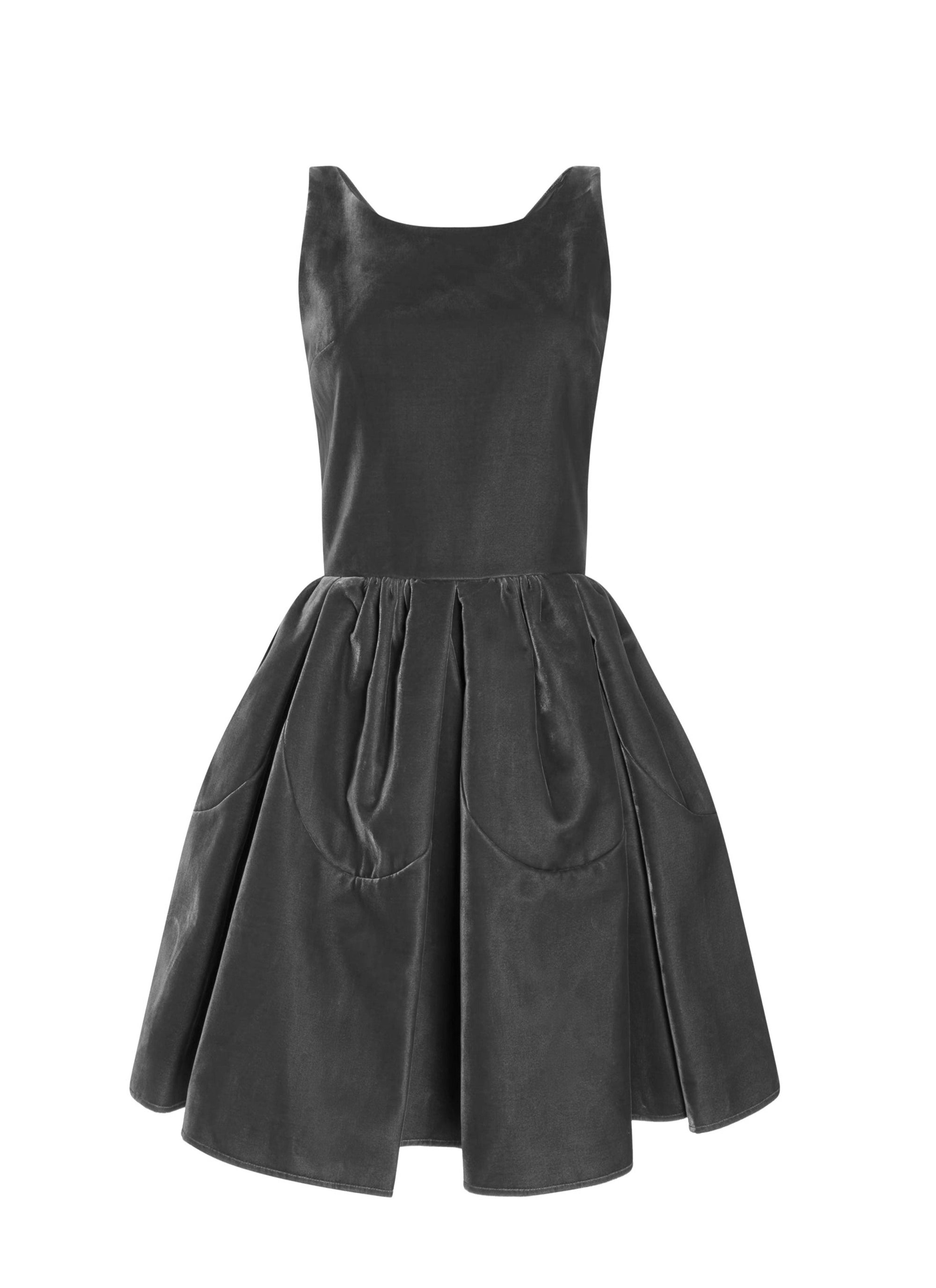 Velvet petal dress - Black intense