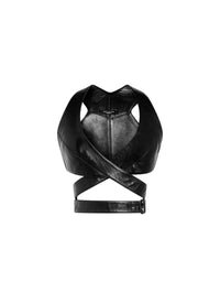 Top bustier en cuir - Noir