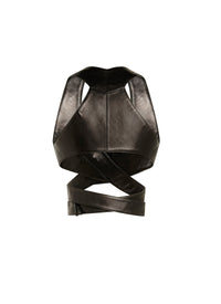 Top bustier en cuir - Noir