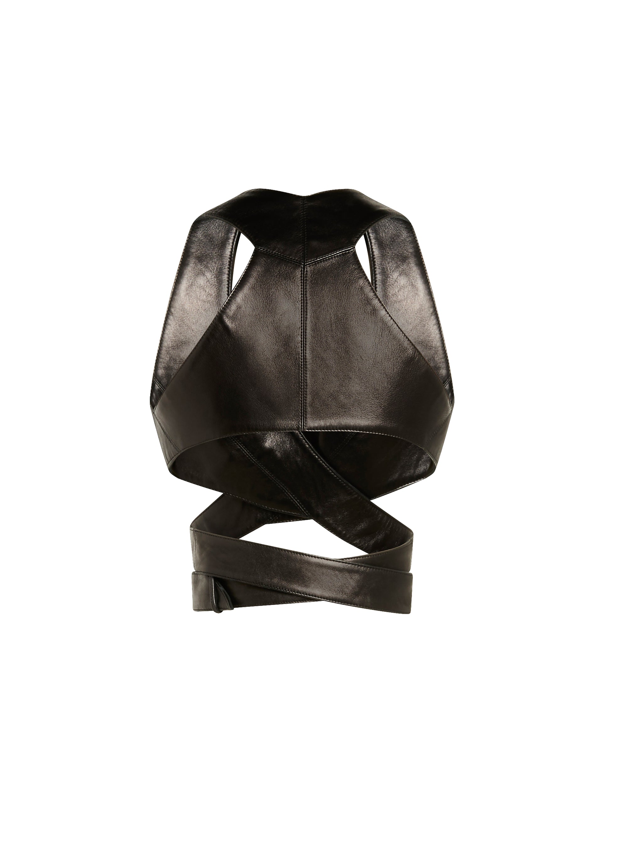 Top bustier en cuir - Noir