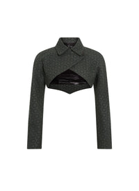 Veste courte en cuir - Sable & Blanc