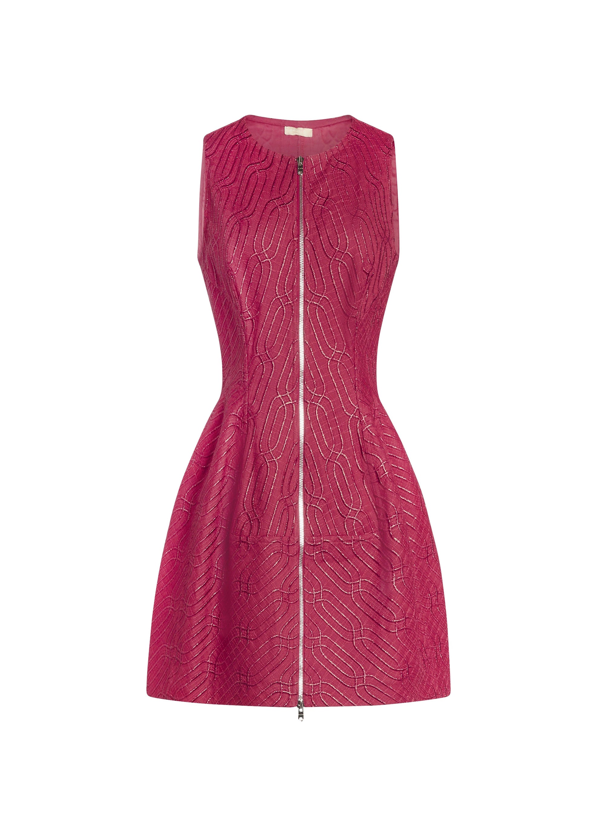 Embroidered short zip dress - Scarlet