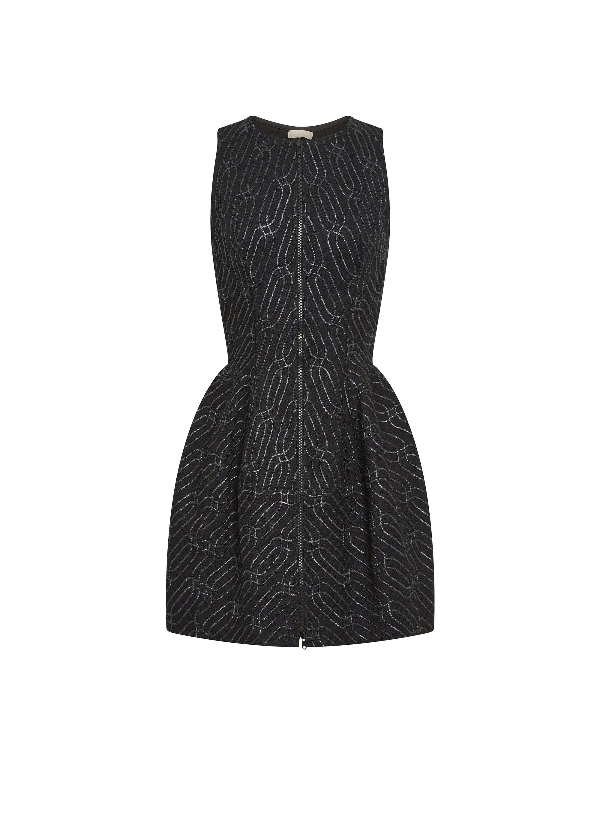 Robe courte brodée à zip - Rouge & Blanc