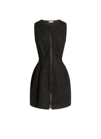 Robe courte brodée à zip - Noir