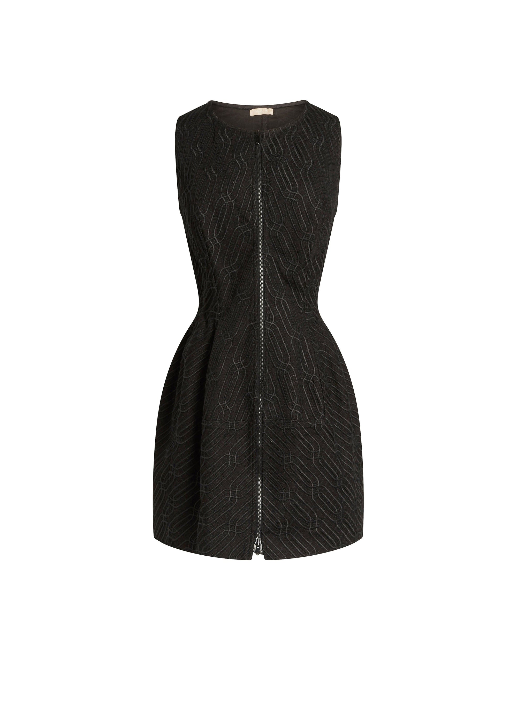 Robe courte brodée à zip - Noir