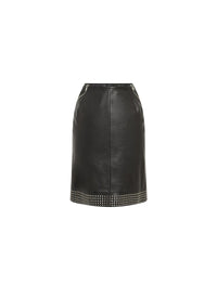Leather Eyelet Shift Skirt - Red & White