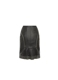 Leather Eyelet Shift Skirt - Red & White