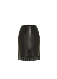 Jupe à coupe droite plongée en cuir - Noir