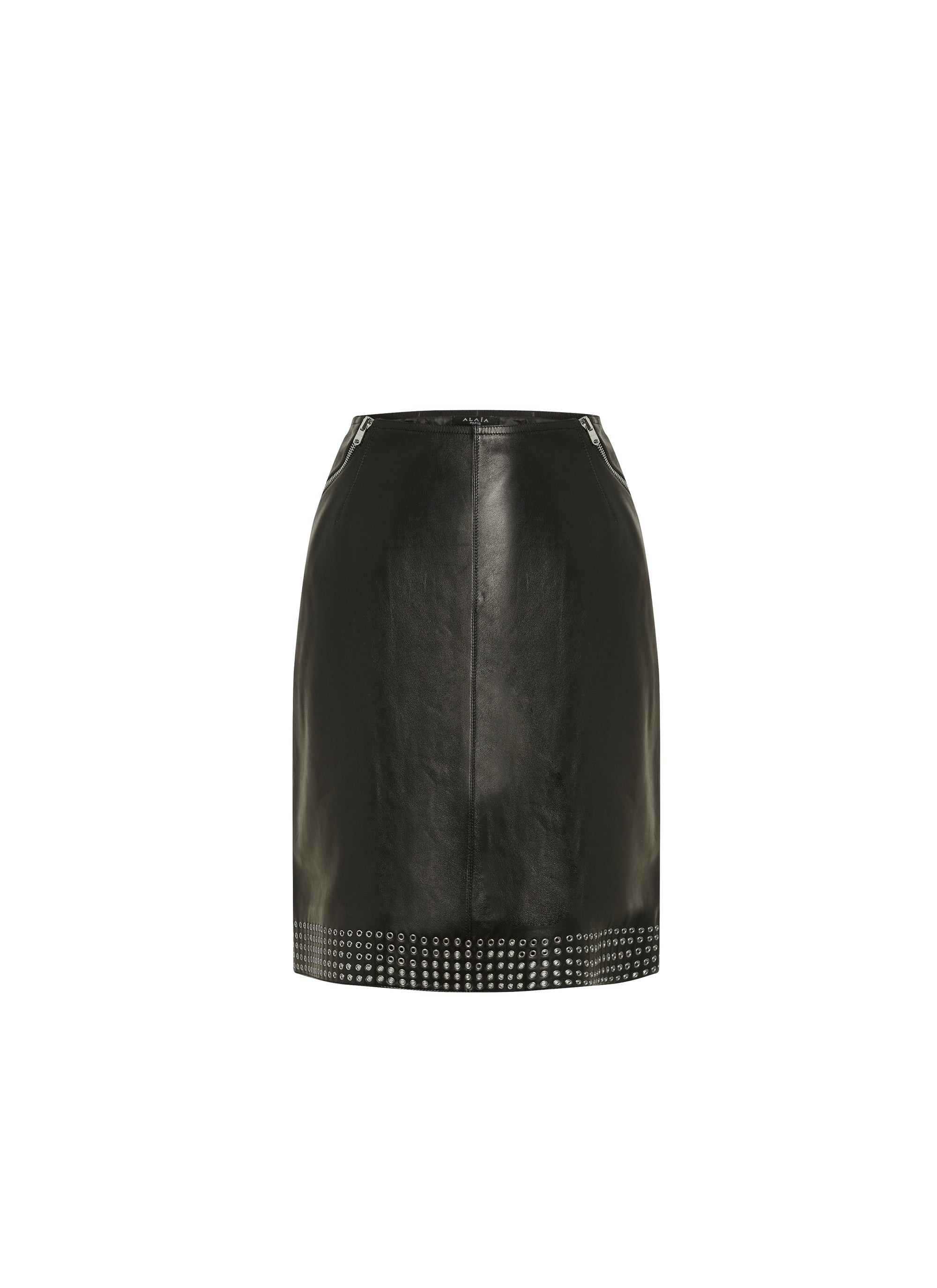 Jupe à coupe droite plongée en cuir - Noir