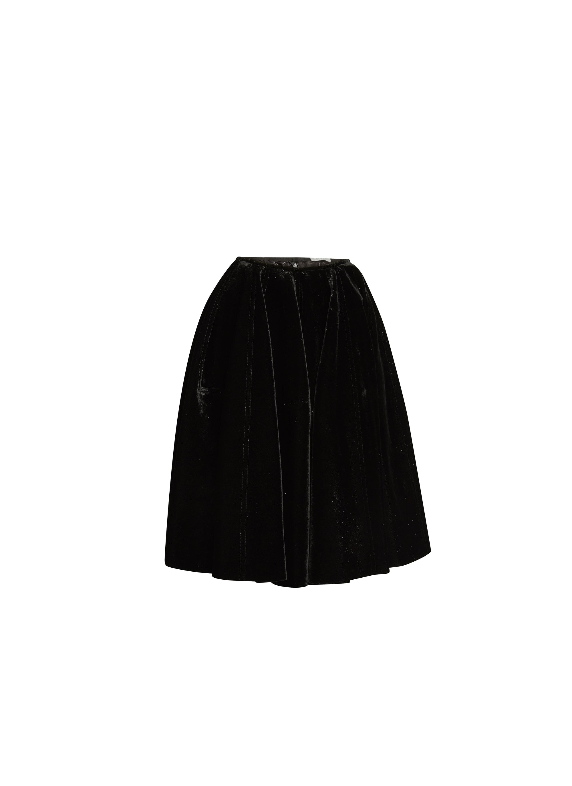 Jupe regular en velours scintillant - Noir