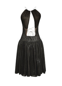 Gathered short dress with thin straps - Black
