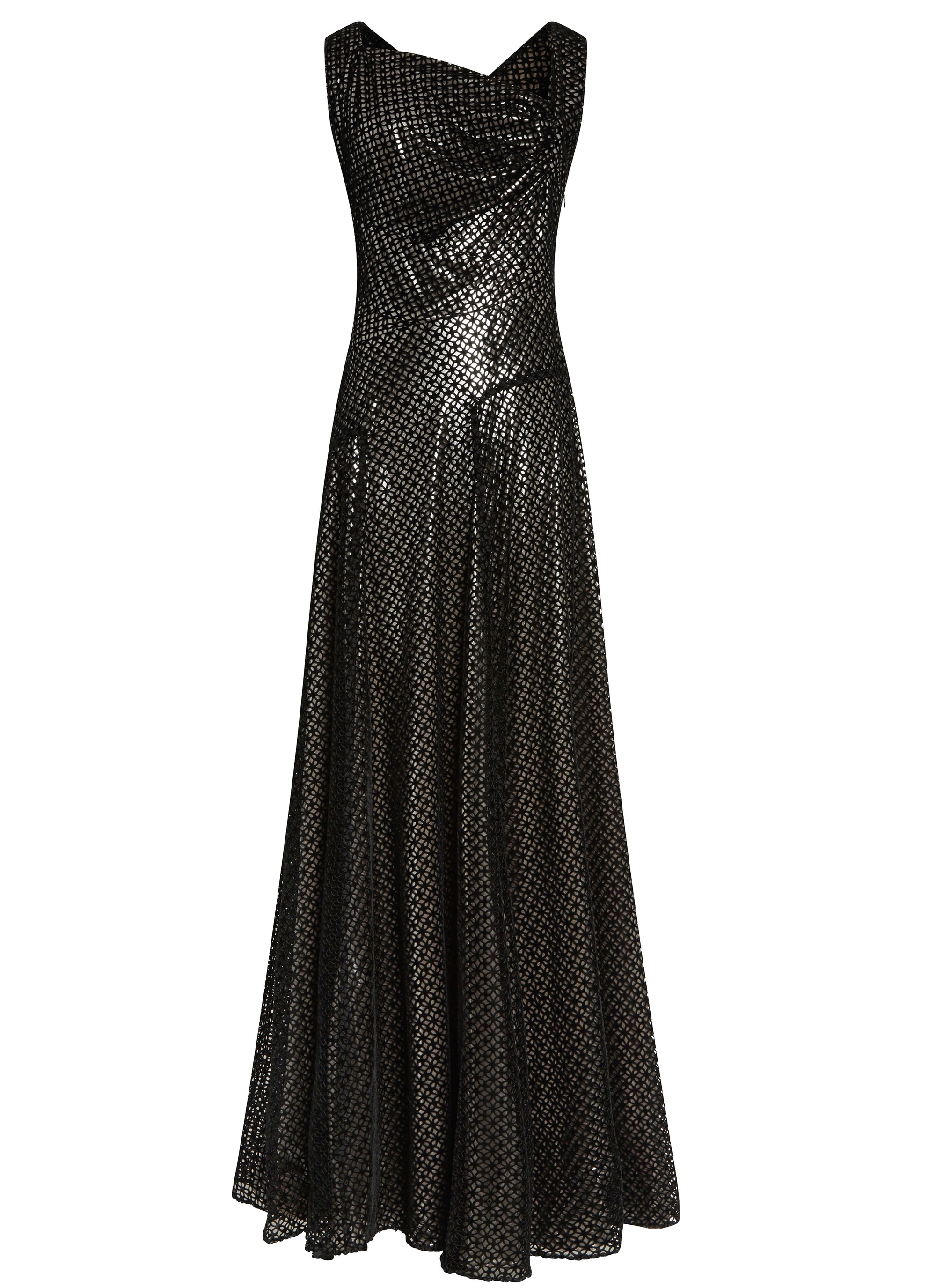 Sleeveless lily velvet dress - Red & White