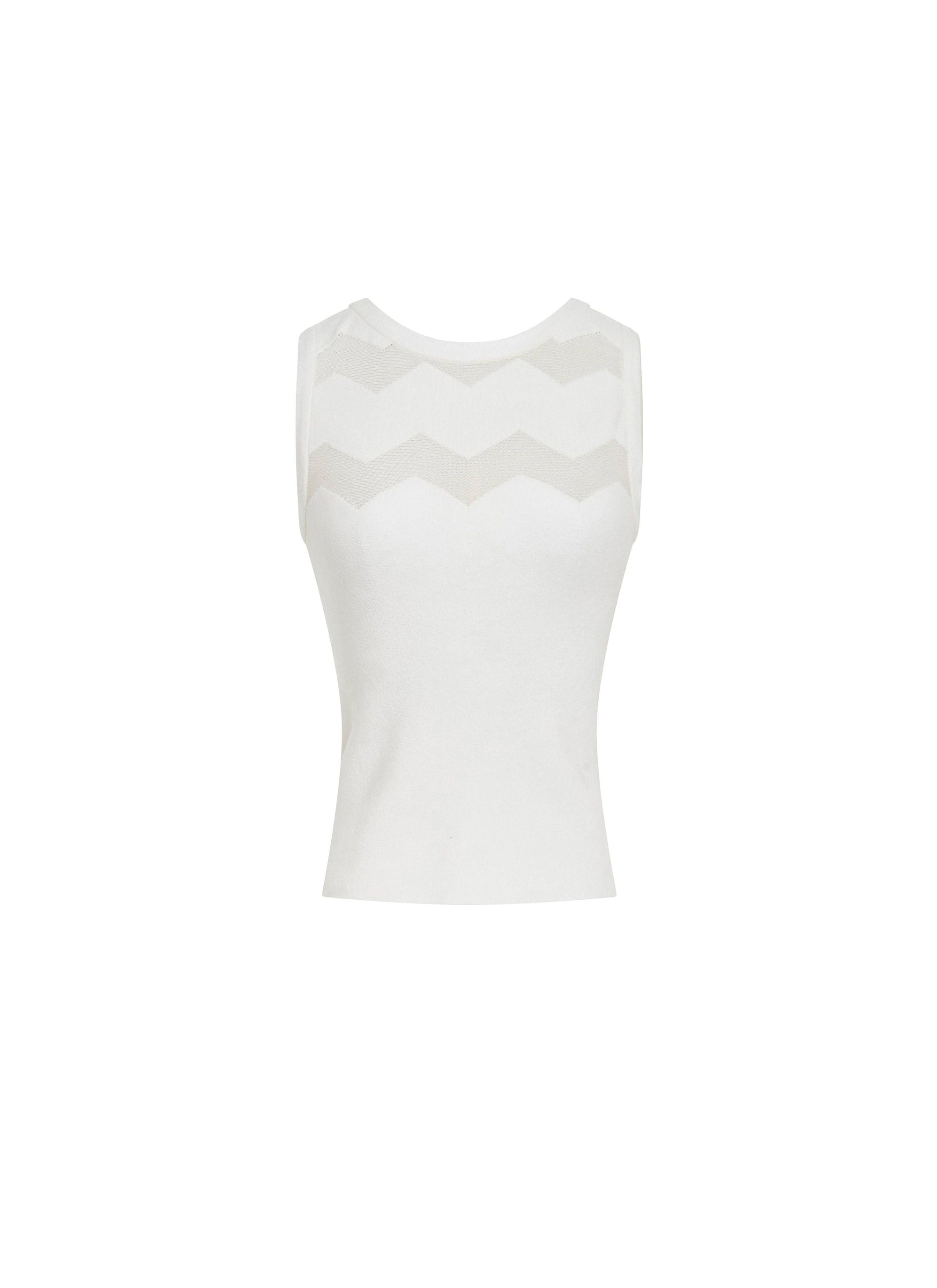 Silk Scalloped Sweater - Mother of Pearl White
