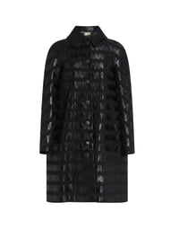 Coat with wave embroidery in wool and cashmere - Black & White