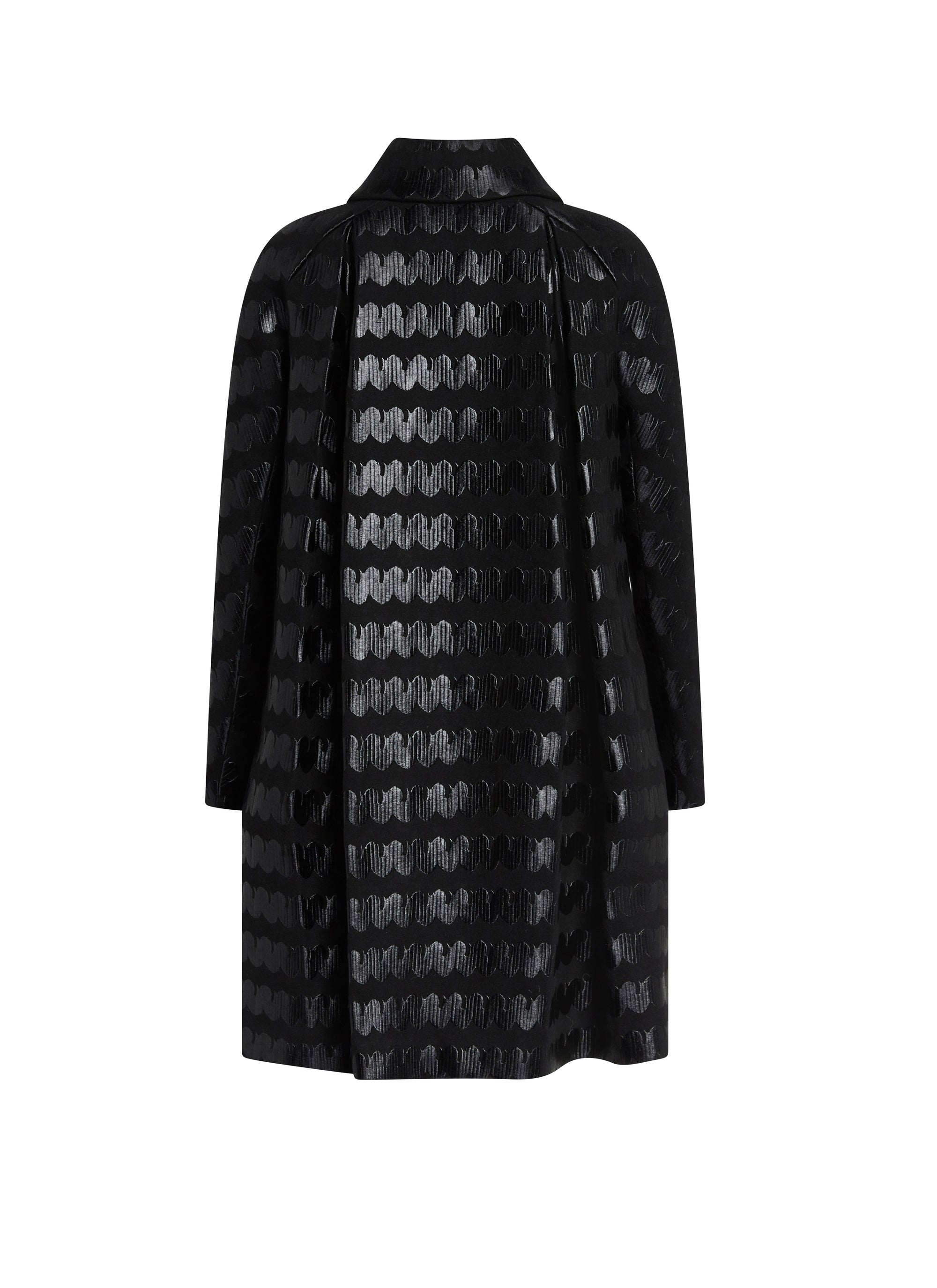 Coat with wave embroidery in wool and cashmere - Black & White