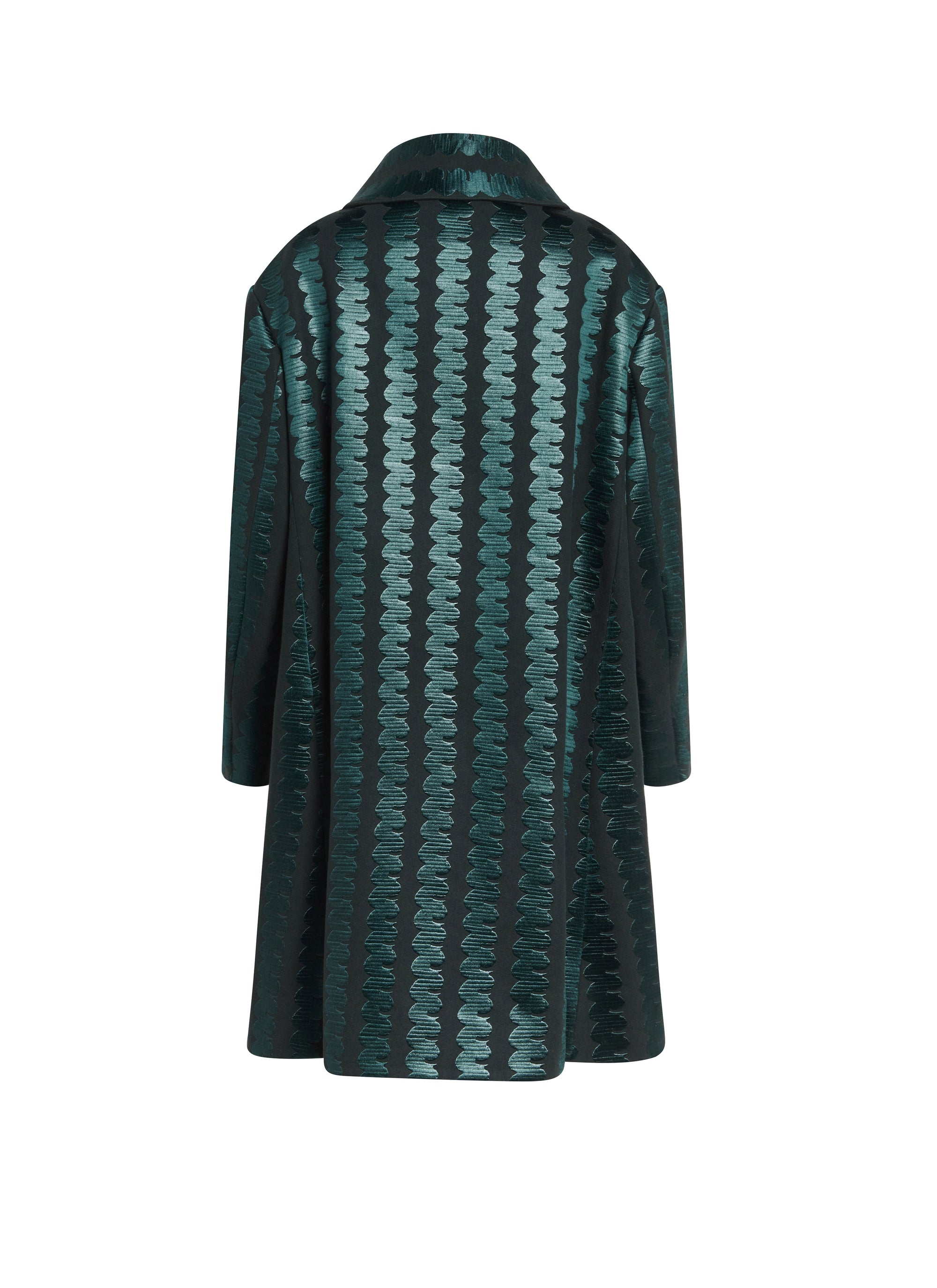 Caban long à broderie vague en laine et cachemire - Vert