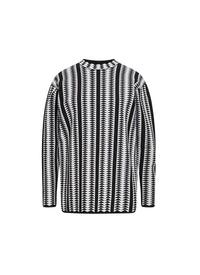 Long-sleeved jumper in wool print - Black & White