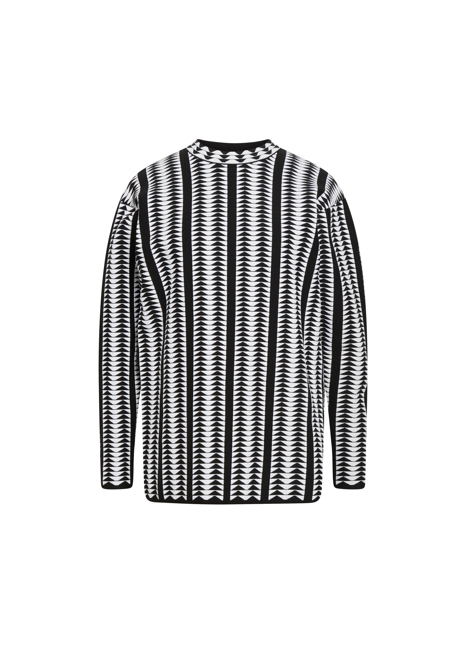 Long-sleeved jumper in wool print - Black & White