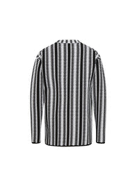 Long-sleeved jumper in wool print - Black & White
